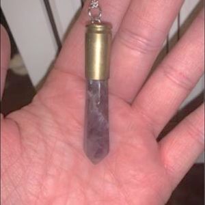 Amethyst crystal on sterling silver necklace